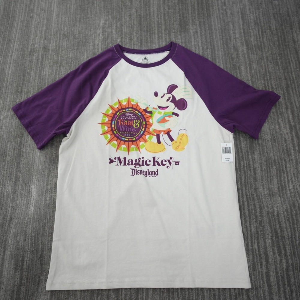 Disneyland‎ T Shirt Women White Purple Magic Key Food & Wine 2025 New Tag Medium